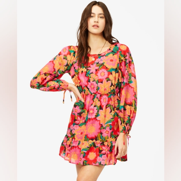 NWT Billabong Heaven Sent Floral Open Back Ruffle Mini Dress - Picture 3 of 7